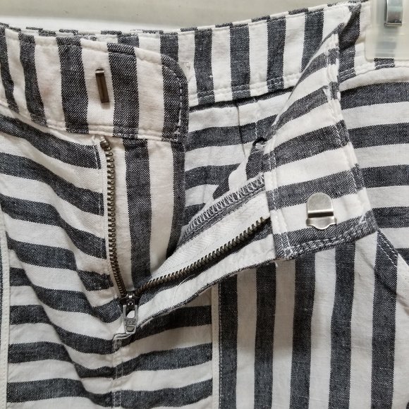 Broadway & Broome skirt 2 Striped Linen pencil railroad stripes pockets mini - Picture 9 of 15